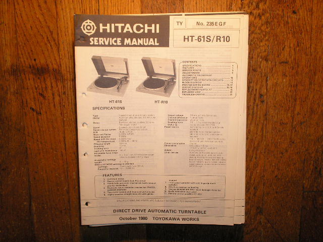 Hitachi HT-61S HT-R10   Turntable Service Manual..  