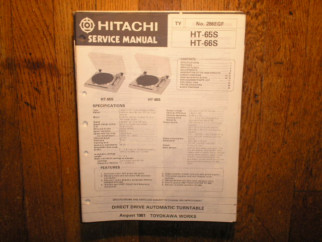 HT-65S  HT-66S TURNTABLE Service Manual  HITACHI ORIGINALS