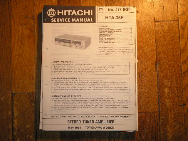 HTA-35F RECEIVER  Service Manual  HITACHI ORIGINALS
