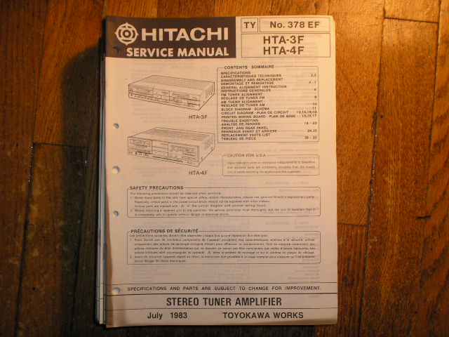 HTA-3F HTA-4F Stereo Tuner Amplifier Service Manual