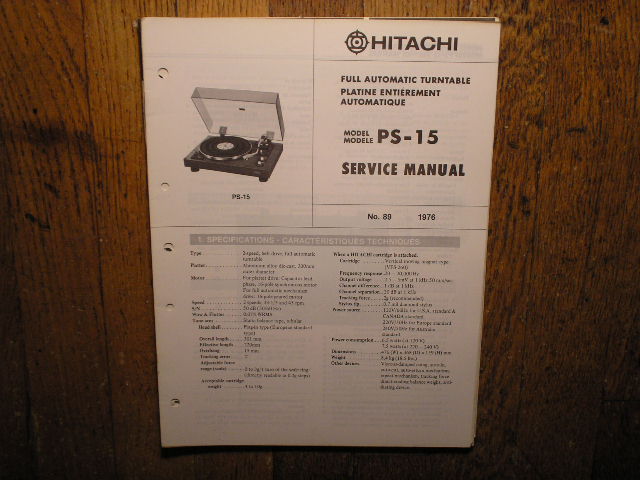 PS-15 Turntable Service Manual  Hitachi 