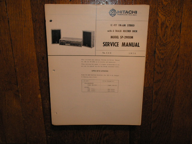 SP-2900M 8-TRACK  Stereo System Service Manual
