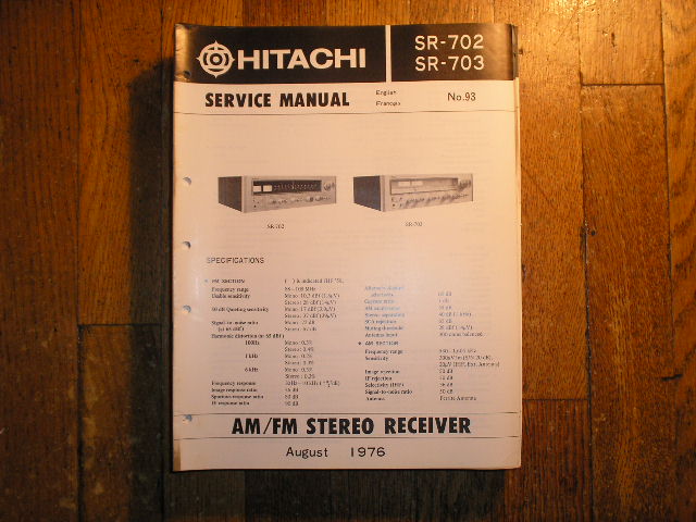 SR-702 SR-703 Receiver Service Manual  Hitachi