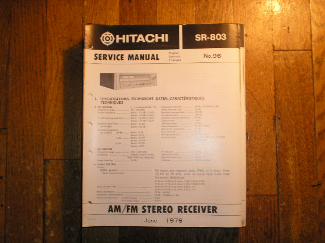 SR-803 Receiver Service Manual  Hitachi