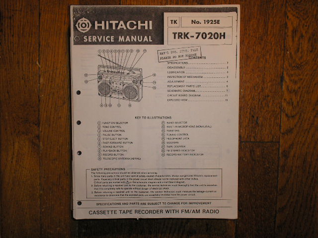 TRK-7020H CASSETTE RADIO Service Manual