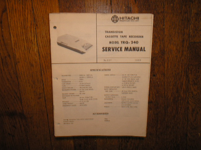 TRQ-240 Cassette Tape Recorder Service Manual