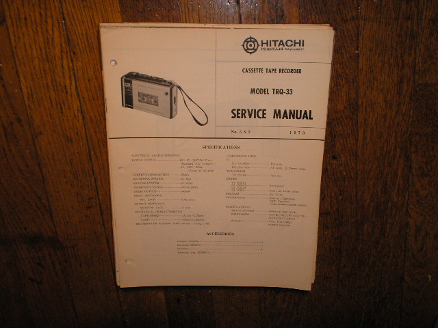 TRQ-33 Cassette Tape Recorder Service Manual