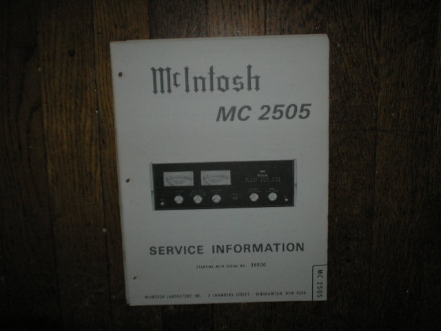 MC 2505 Amplifier Service Manual for Serial No.36K00 and Up.
