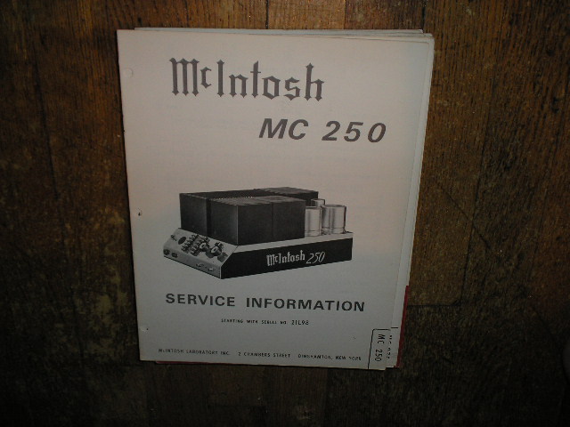 MC 250 Power Amplifier Service Manual Starting with Serial No 21L98