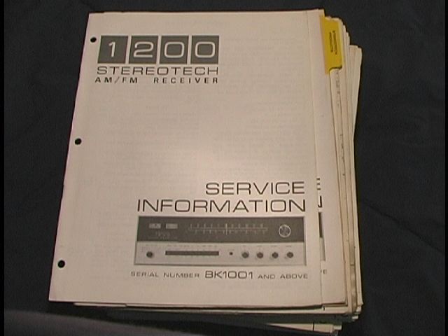 1200 StereoTech Receiver Service Manual Starting with Serial No. BK1001  McIntosh