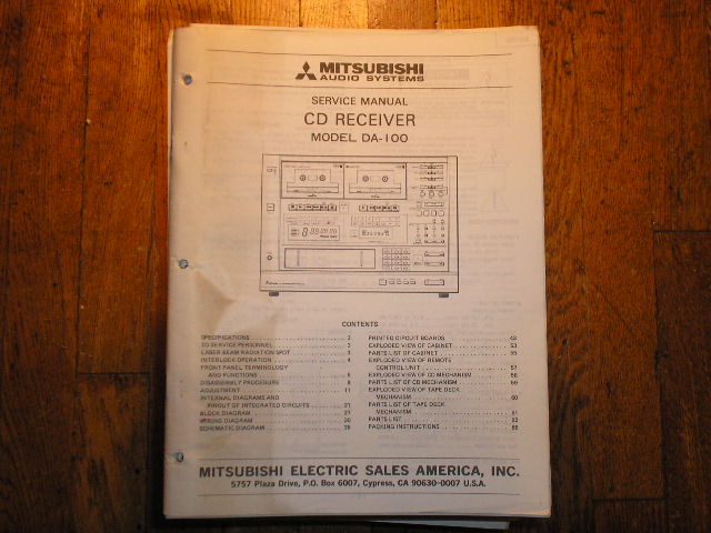 DA-100 CD Receiver Service Manual  Mitsubishi