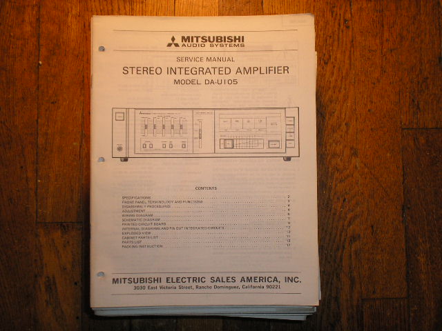 DA-U105 Amplifier Service Manual