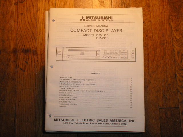 DP-105 DP-205 CD Player Service Manual 