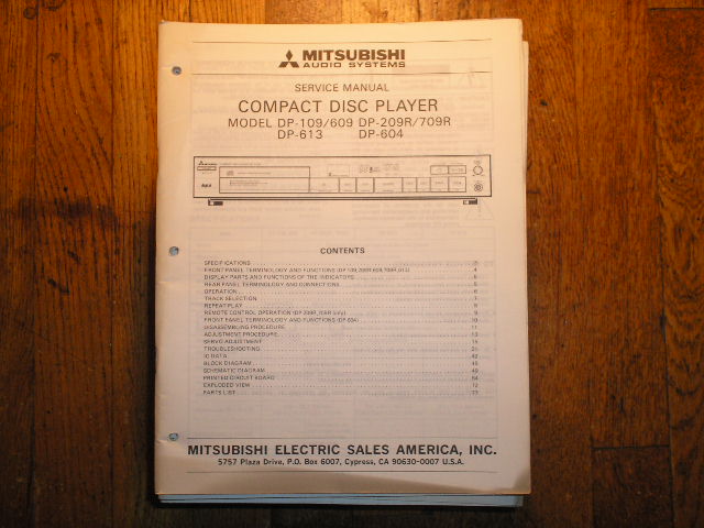 DP-109 DP-209R DP-604 DP-613 DP-709R CD Player Service Manual 
