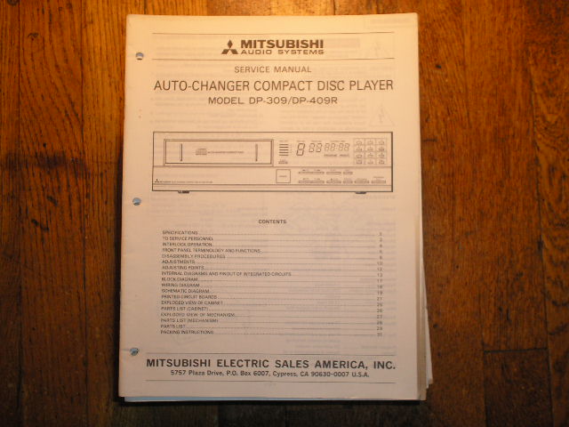 DP-309 DP-409 CD Player Service Manual 6013