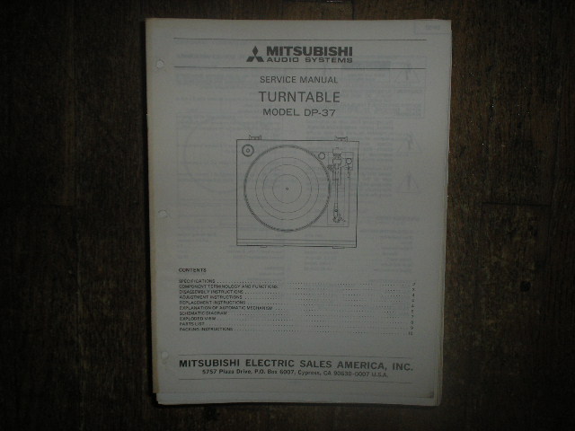 DP-37 Turntable Service Manual  Mitsubishi