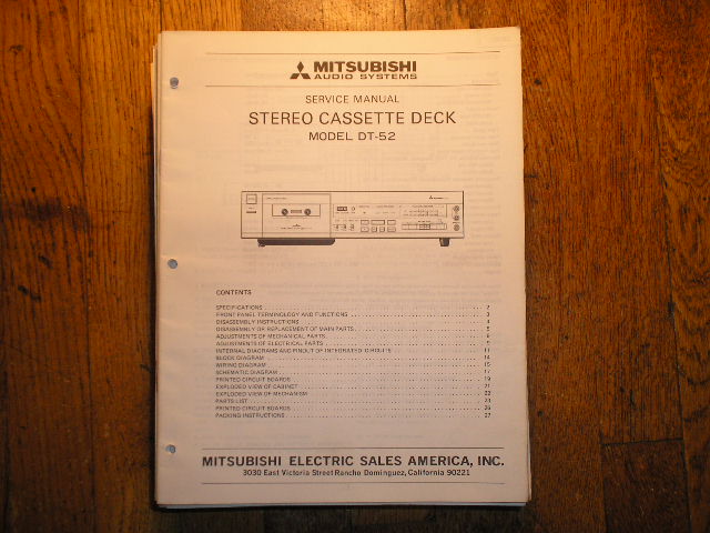 DT-52 Cassette Deck Service Manual 