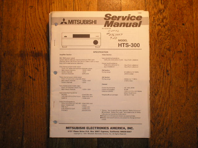 HTS-300 AV Center Service Manual  Mitsubishi