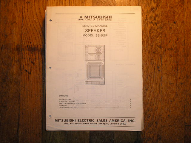 SS-62P  Speaker Service Manual  Mitsubishi