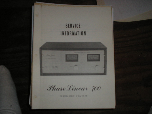 700 Power Amplifier Service Manual for Serial # 0 thru 773-200 with parts lists and schematics