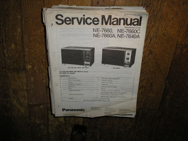NE-7640 NE-7660 NE-7660A NE-7660C Microwave Oven Service Repair Manual 
