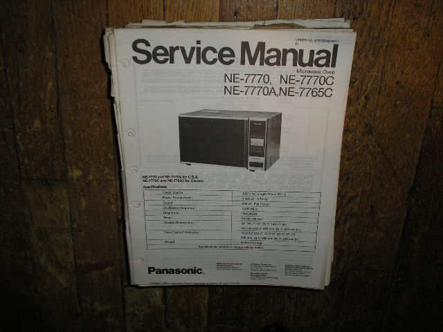 NE-7765C NE-7770 NE-7770A NE-7770C Microwave Oven Service Repair Manual