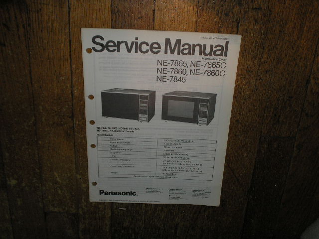 NE-7845 NE-7860 NE-7860C NE-7865 NE-7865C Microwave Oven Service Repair Manual