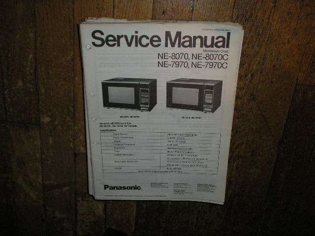 NE-7970 NE-7970C NE-8070 NE-8070C Microwave Oven Service Repair Manual
