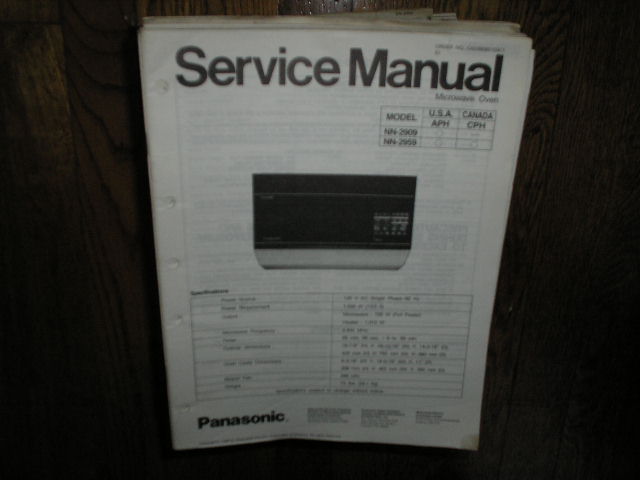 NN-2909 NN-2959 Microwave Oven Service Repair Manual