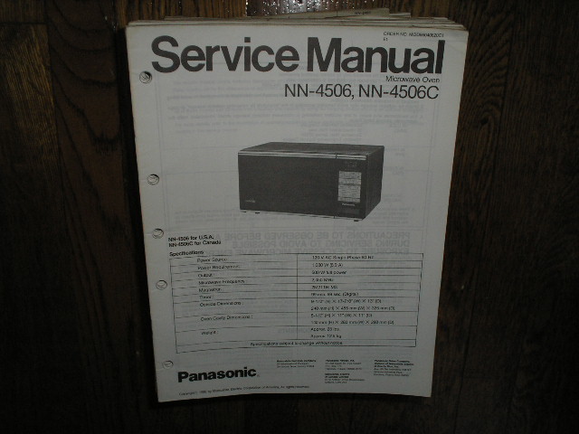 NN-4506 NN-4506C Microwave Oven Service Repair Manual