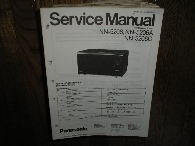 NN-5206 NN-5206A NN-5206C Microwave Oven Service Repair Manual