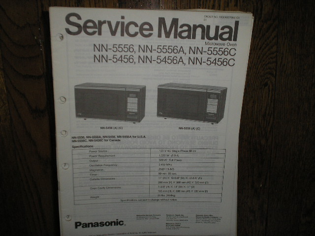 NN-5456 NN-5456A NN-5456C NN-5556 NN-5556A NN-5556C Microwave Oven Service Repair Manual