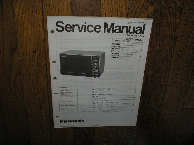 NN-5503A NN-5523A NN-5553C NN-5603A NN-5653A NN-5803A NN-5853C Microwave Oven Service Manual