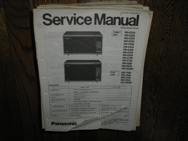 NN-6208 NN-6308 NN-6358 NN-6368 NN-6408 NN-6458 NN-6468 NN-6508 P NN-6558 NN-6708 NN-6758 NN-6808 NN-6858 Microwave Oven Service Repair Manual