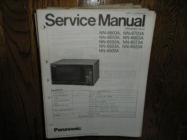 NN-6503A NN-6523A NN-6563A NN-6573A NN-6583A NN06603A NN-6653A NN-6703A NN-6803A Microwave Oven Service Repair Manual