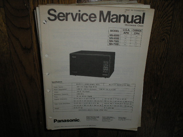NN-6589 NN-6599 NN-7589 NN-7599 Microwave Oven Service Repair Manual