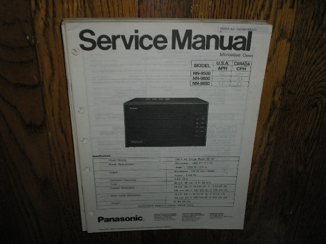 NN-9500 NN-9800 NN-9850 Microwave Oven Service Manual
