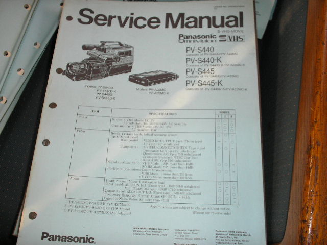 PV-S440 PV-S440-K PV-S445 PV-S445-K Camcorder Service Manual