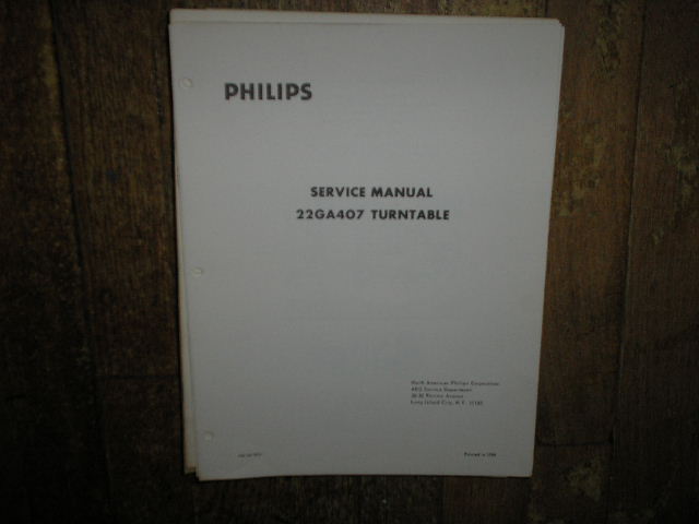 22GA407 Turntable Service Manual  PHILIPS