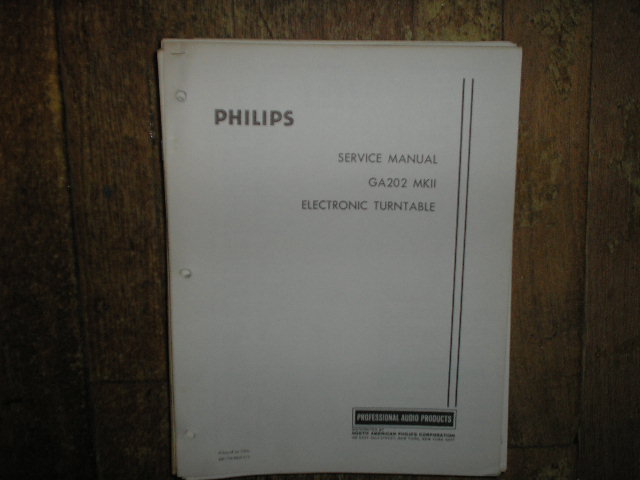 Philips GA202 MKII MK 2 Turntable Service Manual 