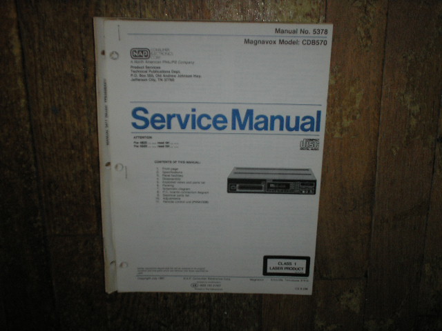 Philips Magnavox CDB570 CD Player Service Manual 