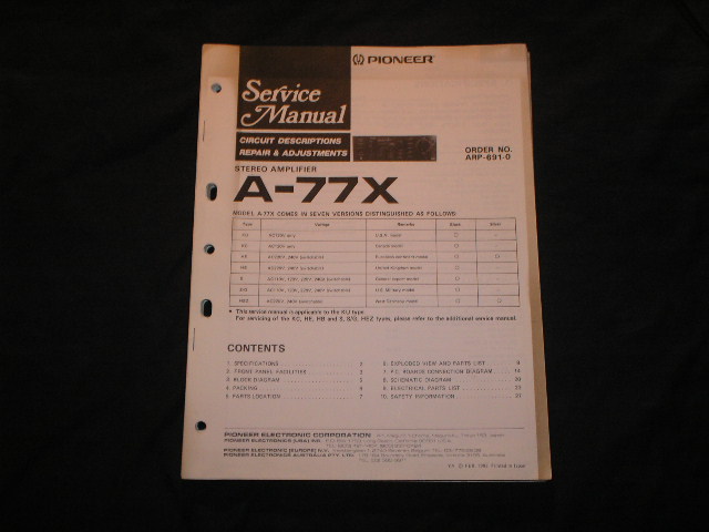 A-77X Amplifier Service Manual