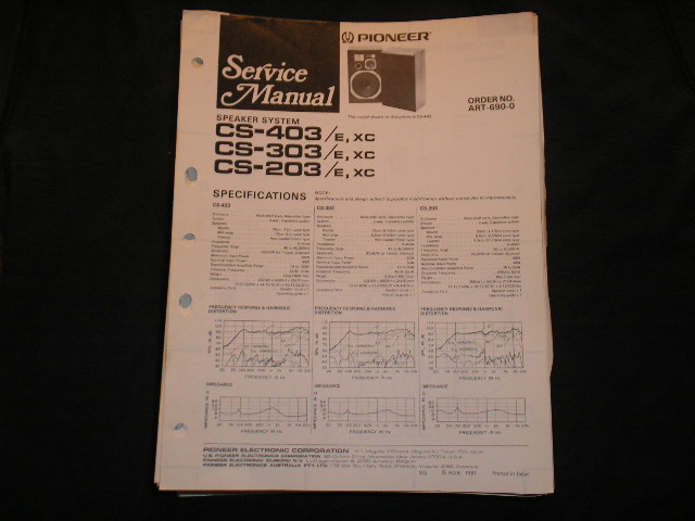 CS-0403E XC CS-303E XC CS-203E XC Speaker Service Manual  Pioneer