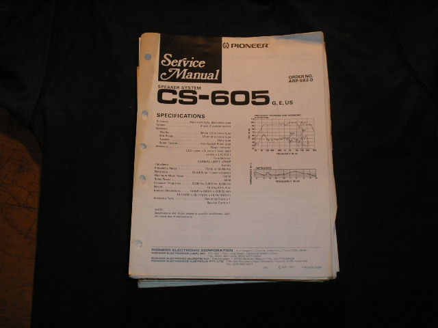 CS-605 Speaker Service Manual  Pioneer
