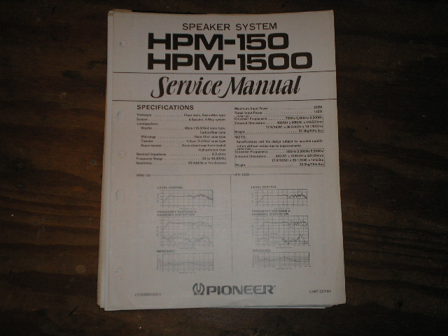 HPM-150 HPM-1500 Speaker Service Manual  Pioneer