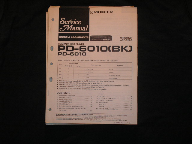 PD-6010 PD-6010BK CD Player Service Manual