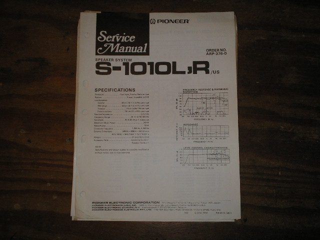 S-1010L S-1010R Speaker System Service Manual  Pioneer