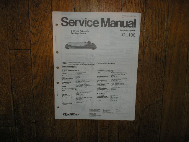 CL108 Turntable Service Manual  Quasar