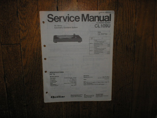 CL109U Turntable Service Manual  Quasar