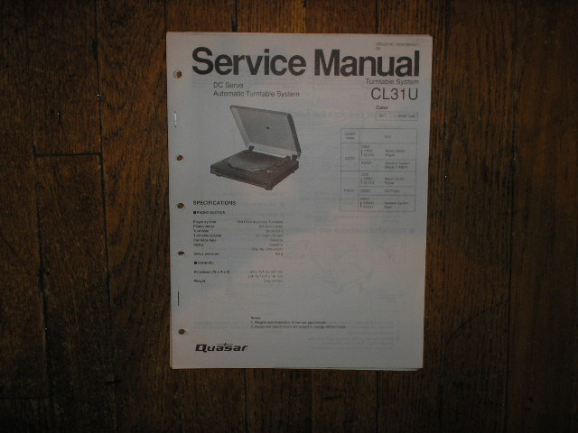 CL31U Turntable Service Manual  Quasar
